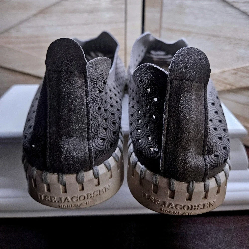 Ilse Jacobsen Gray Hornbaek Tulip Flats Wmn 38 Laser Cut Slip On Sneakers #607